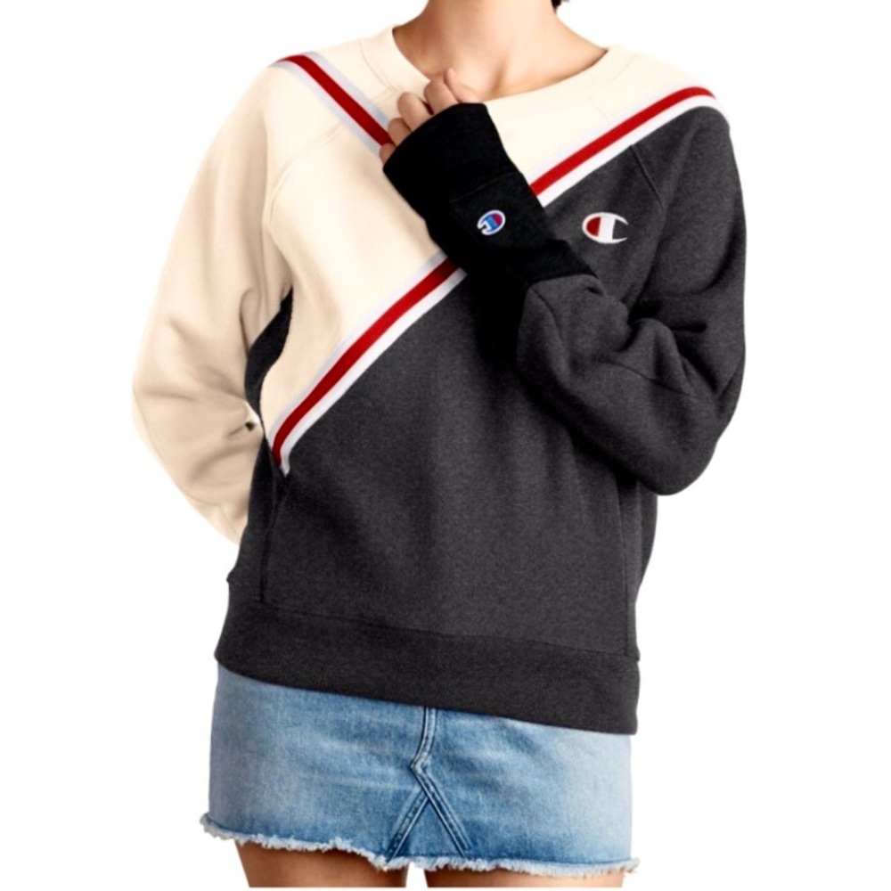 Champion Life Reverse Weave Colorblock Cotton Fleece Varsity Sweatshirt